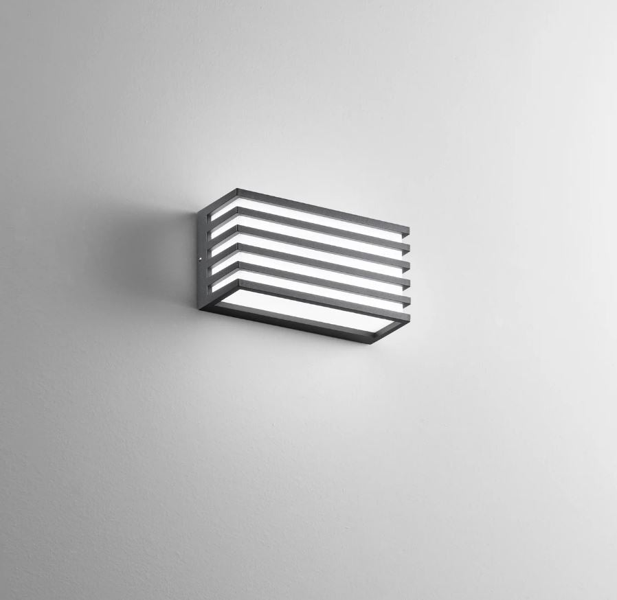 Applique LED alluminio diffusore policarbonato 12W 1440LM CCT bianco-antracite e corten IP54 Applique LED alluminio diffusore policarbonato 12W 1440LM CCT bianco-antracite e corten IP54